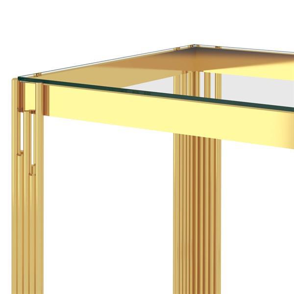 Grote foto vidaxl table basse dor 55x55x55 cm acier inoxydable et verr huis en inrichting eettafels