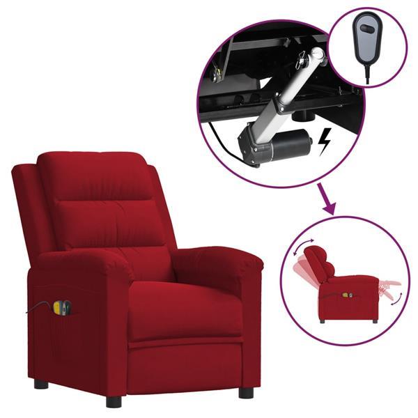 Grote foto vidaxl fauteuil lectrique de massage rouge bordeaux velours huis en inrichting stoelen