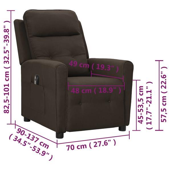 Grote foto vidaxl fauteuil inclinable lectrique marron fonc tissu huis en inrichting stoelen