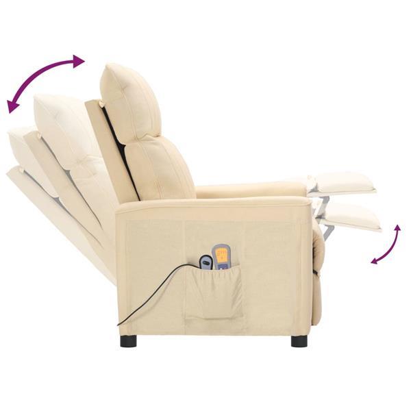 Grote foto vidaxl fauteuil lectrique de massage cr me tissu huis en inrichting stoelen