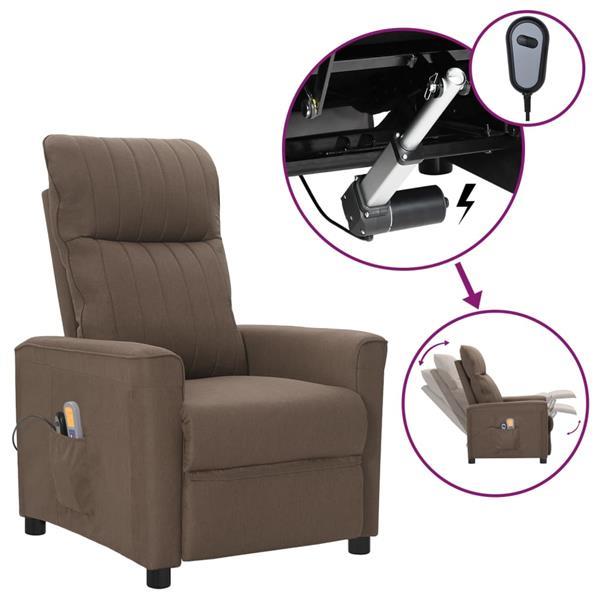Grote foto vidaxl fauteuil lectrique de massage taupe tissu huis en inrichting stoelen