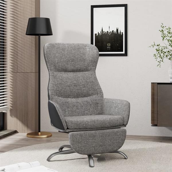 Grote foto vidaxl chaise de relaxation avec repose pied gris clair tiss huis en inrichting stoelen