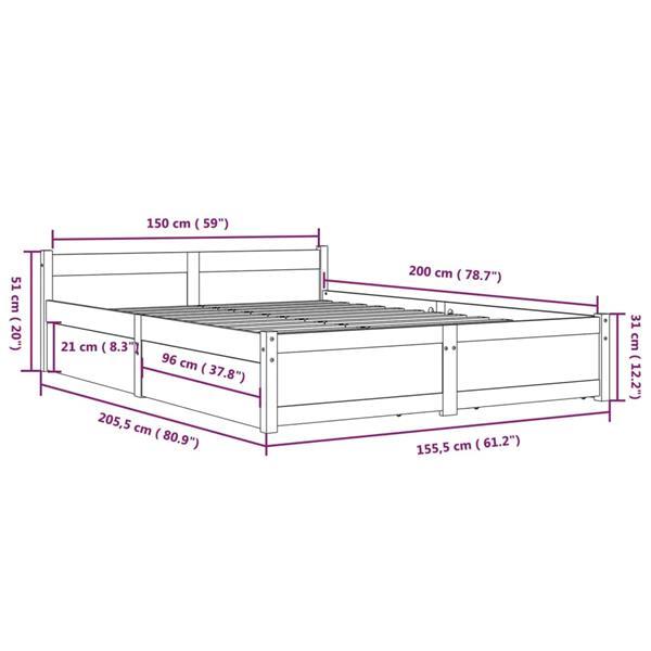 Grote foto vidaxl cadre de lit avec tiroirs gris 150x200 cm tr s grand huis en inrichting bedden