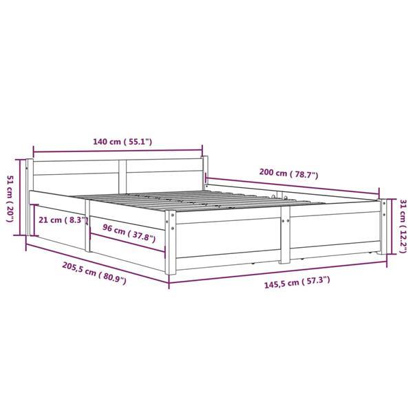 Grote foto vidaxl cadre de lit avec tiroirs 140x200 cm huis en inrichting bedden