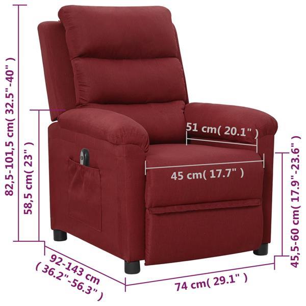Grote foto vidaxl fauteuil inclinable lectrique rouge bordeaux tissu huis en inrichting stoelen