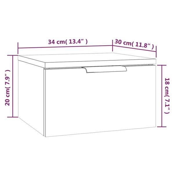 Grote foto vidaxl tables de chevet murales 2 pcs ch ne fum 34x30x20 cm huis en inrichting overige