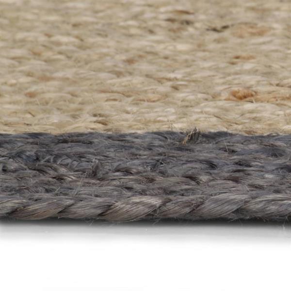 Grote foto vidaxl tapis fait la main jute avec bord gris fonc 210 cm huis en inrichting vloerbedekking en kleden