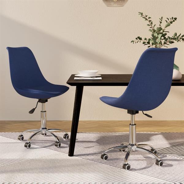 Grote foto vidaxl chaises pivotantes de salle manger 2 pcs bleu tissu huis en inrichting stoelen