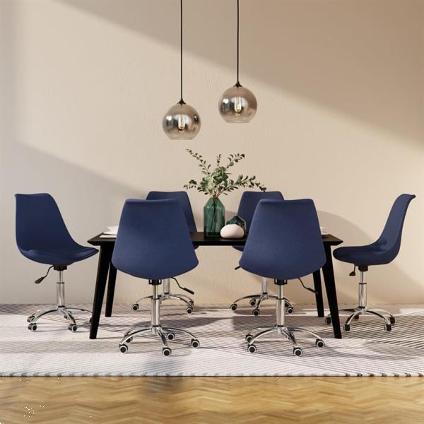 Grote foto vidaxl chaises pivotantes de salle manger 6 pcs bleu tissu huis en inrichting stoelen