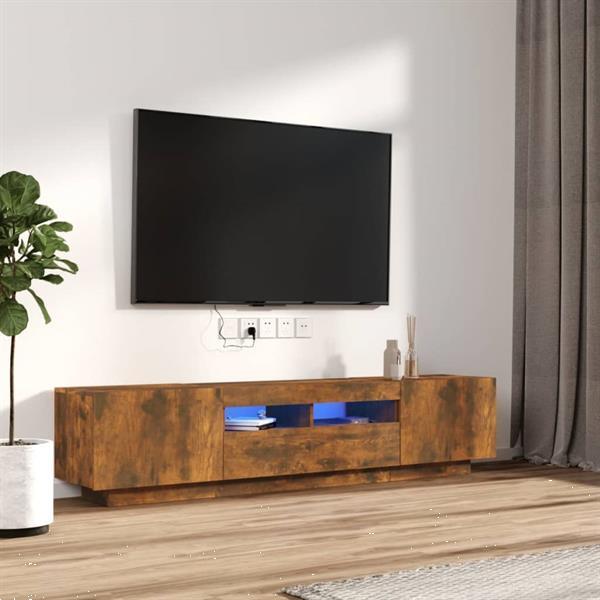 Grote foto vidaxl 2 delige tv meubelset met led bewerkt hout gerookt ei huis en inrichting overige