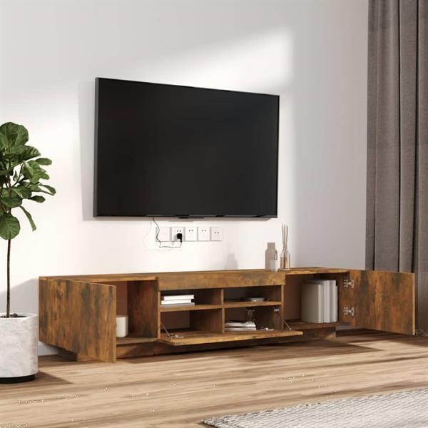 Grote foto vidaxl 2 delige tv meubelset met led bewerkt hout gerookt ei huis en inrichting overige