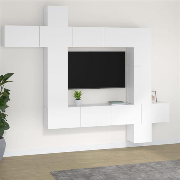 Grote foto vidaxl 9 delige tv meubelset bewerkt hout wit huis en inrichting overige