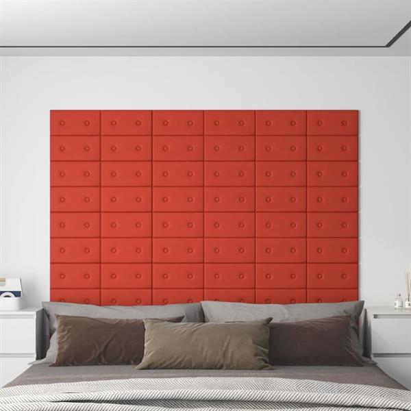 Grote foto vidaxl wandpanelen 12 st 0 54 m 30x15 cm kunstleer rood doe het zelf en verbouw materialen en producten