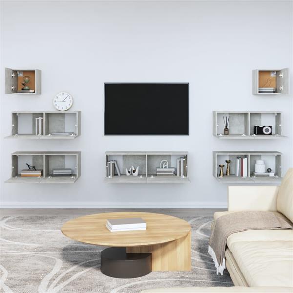 Grote foto vidaxl 7 delige tv meubelset bewerkt hout betongrijs huis en inrichting overige