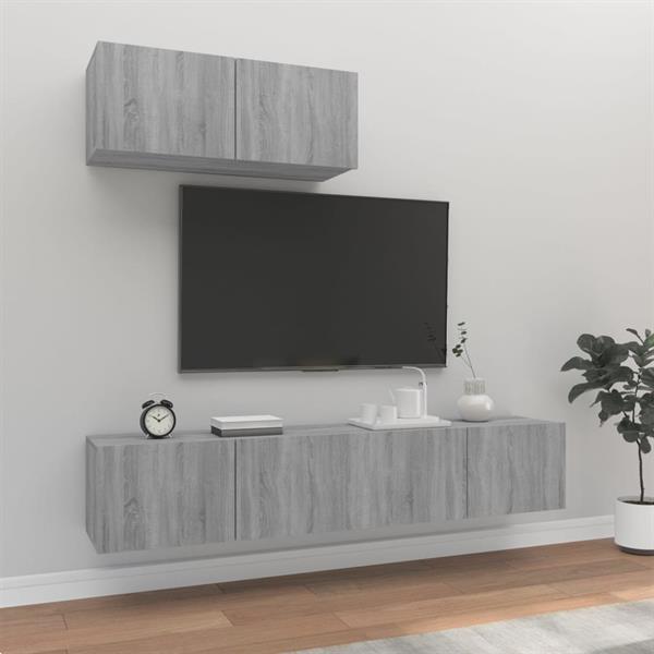 Grote foto vidaxl 3 delige tv meubelset bewerkt hout grijs sonoma eiken huis en inrichting overige