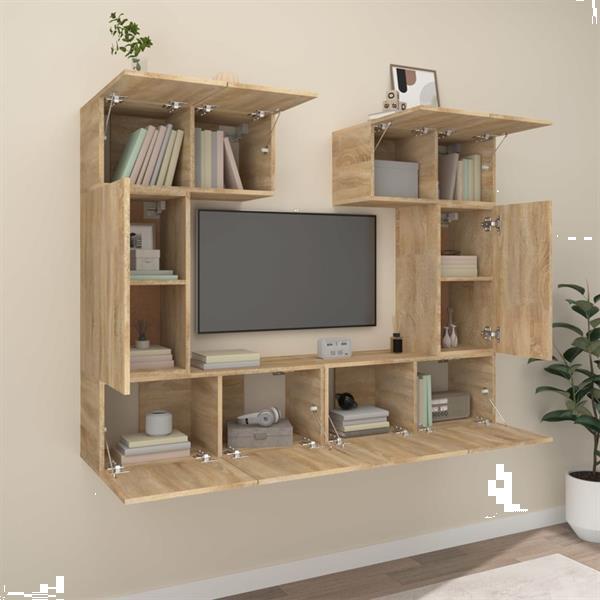 Grote foto vidaxl 6 delige tv meubelset bewerkt hout sonoma eikenkleuri huis en inrichting overige
