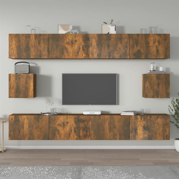 Grote foto vidaxl 6 delige tv meubelset bewerkt hout gerookt eikenkleur huis en inrichting overige