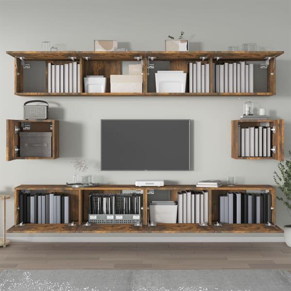 Grote foto vidaxl 6 delige tv meubelset bewerkt hout gerookt eikenkleur huis en inrichting overige