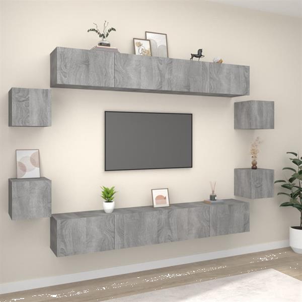 Grote foto vidaxl 8 delige tv meubelset bewerkt hout grijs sonoma eiken huis en inrichting overige