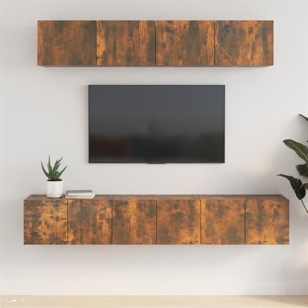 Grote foto vidaxl 5 delige tv meubelset bewerkt hout gerookt eikenkleur huis en inrichting overige