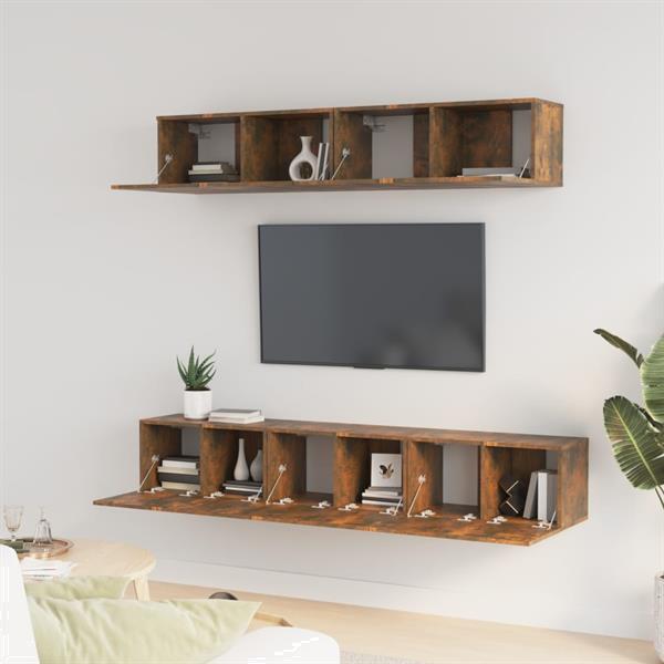 Grote foto vidaxl 5 delige tv meubelset bewerkt hout gerookt eikenkleur huis en inrichting overige
