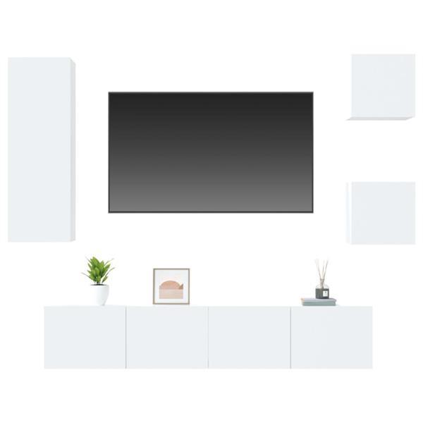 Grote foto vidaxl 5 delige tv meubelset bewerkt hout hoogglans wit huis en inrichting overige