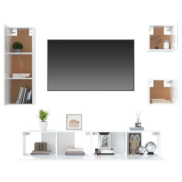 Grote foto vidaxl 5 delige tv meubelset bewerkt hout hoogglans wit huis en inrichting overige