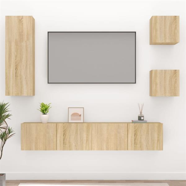 Grote foto vidaxl 5 delige tv meubelset bewerkt hout sonoma eikenkleuri huis en inrichting overige