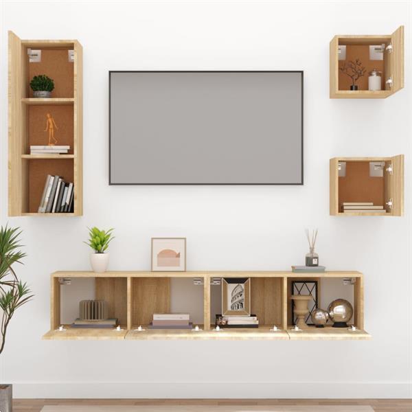 Grote foto vidaxl 5 delige tv meubelset bewerkt hout sonoma eikenkleuri huis en inrichting overige