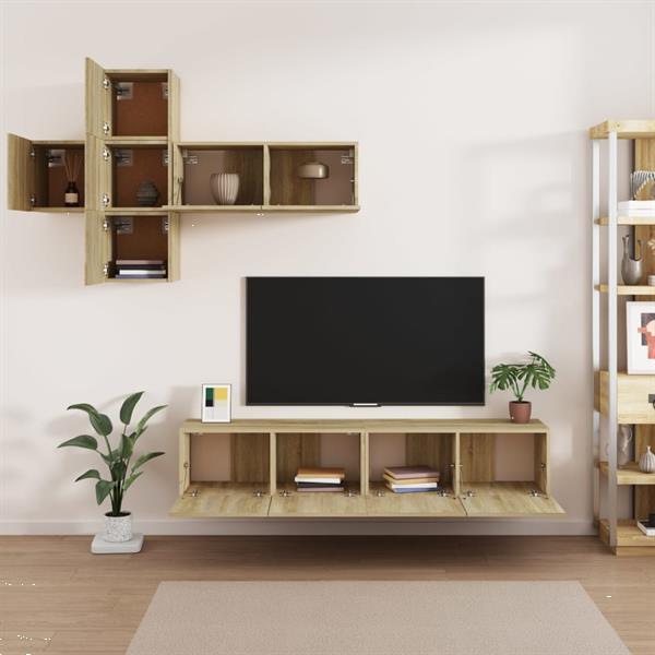 Grote foto vidaxl 7 delige tv meubelset bewerkt hout sonoma eikenkleuri huis en inrichting overige