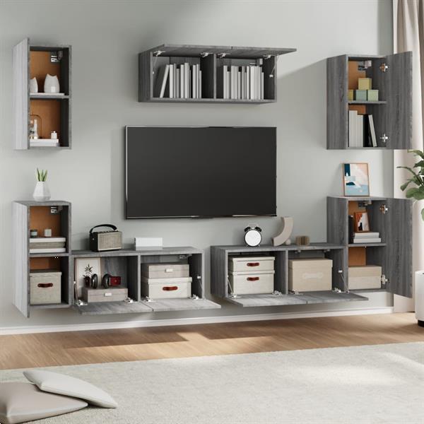 Grote foto vidaxl 7 delige tv meubelset bewerkt hout grijs sonoma eiken huis en inrichting overige