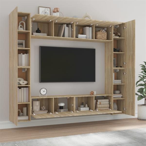 Grote foto vidaxl 8 delige tv meubelset bewerkt hout sonoma eikenkleuri huis en inrichting overige