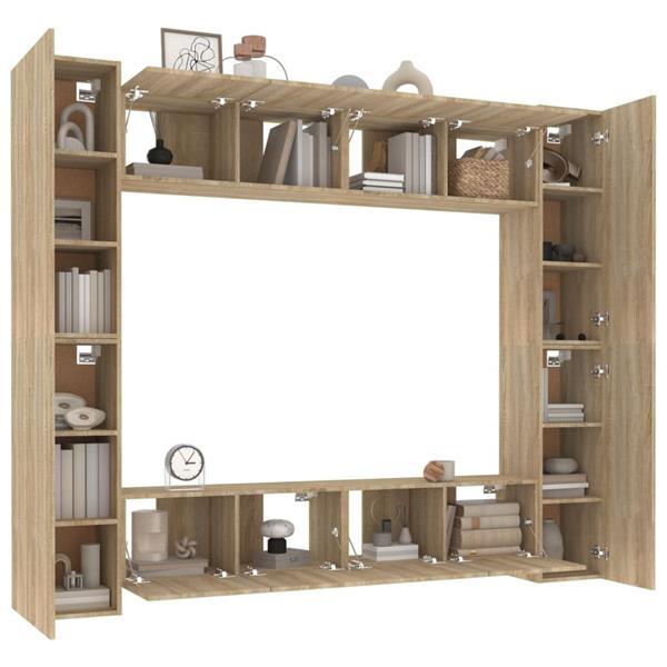 Grote foto vidaxl 8 delige tv meubelset bewerkt hout sonoma eikenkleuri huis en inrichting overige