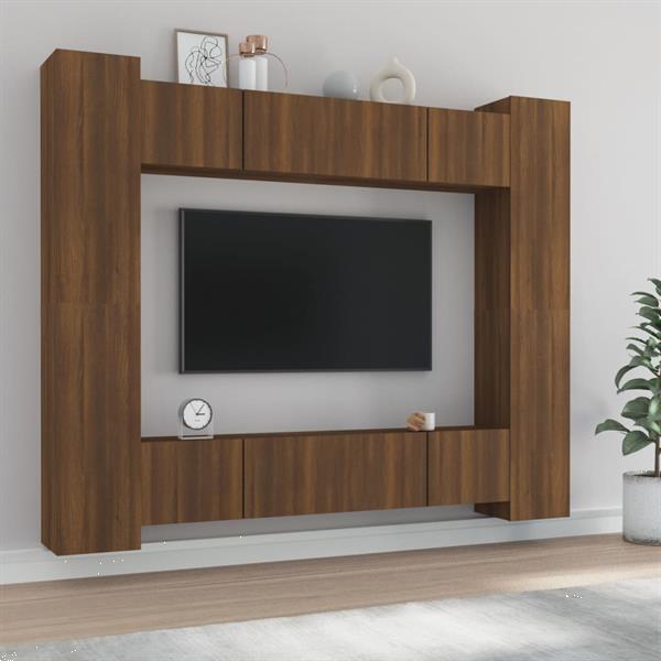 Grote foto vidaxl 8 delige tv meubelset bewerkt hout bruineikenkleurig huis en inrichting overige