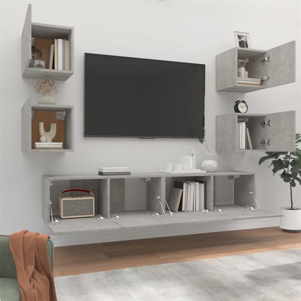 Grote foto vidaxl 6 delige tv meubelset bewerkt hout betongrijs huis en inrichting overige