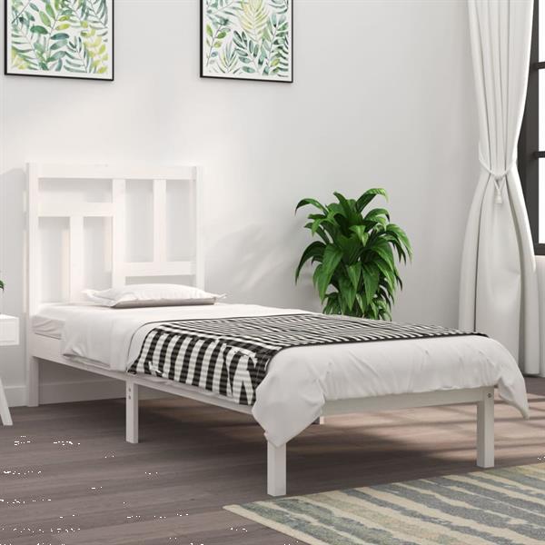 Grote foto vidaxl bedframe massief hout wit 75x190 cm 2ft6 small single huis en inrichting bedden