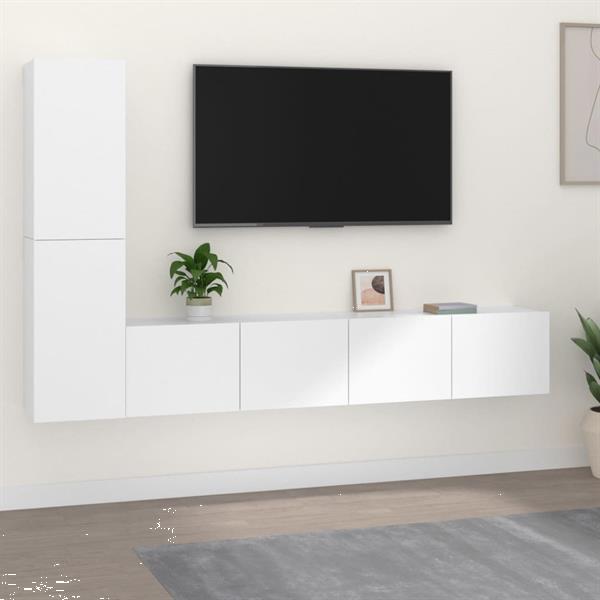 Grote foto vidaxl 4 delige tv meubelset bewerkt hout wit huis en inrichting overige