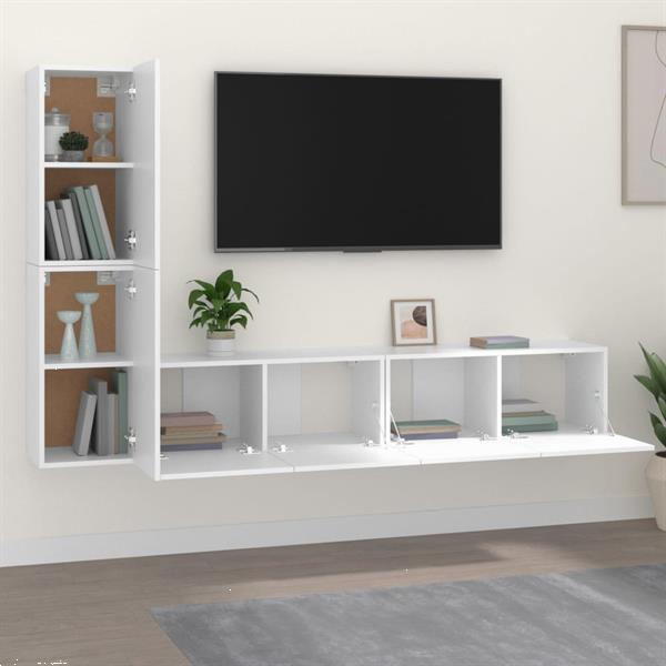 Grote foto vidaxl 4 delige tv meubelset bewerkt hout wit huis en inrichting overige
