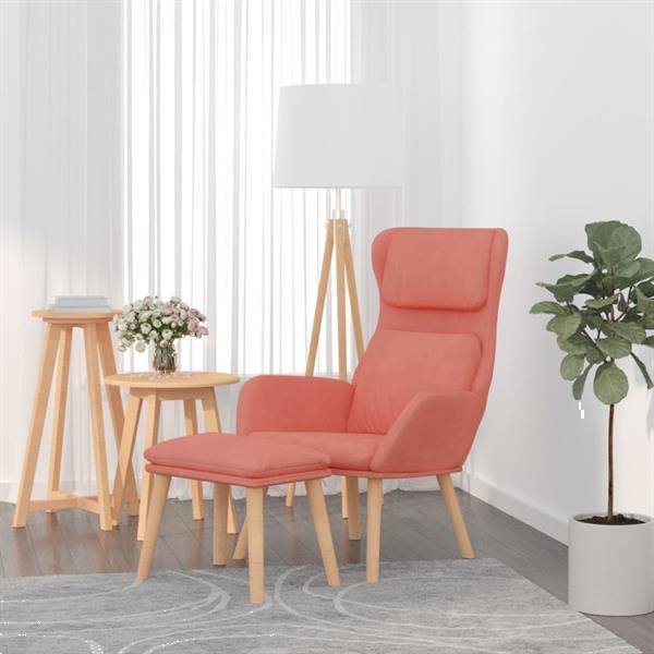 Grote foto vidaxl relaxstoel met voetenbank fluweel roze huis en inrichting stoelen
