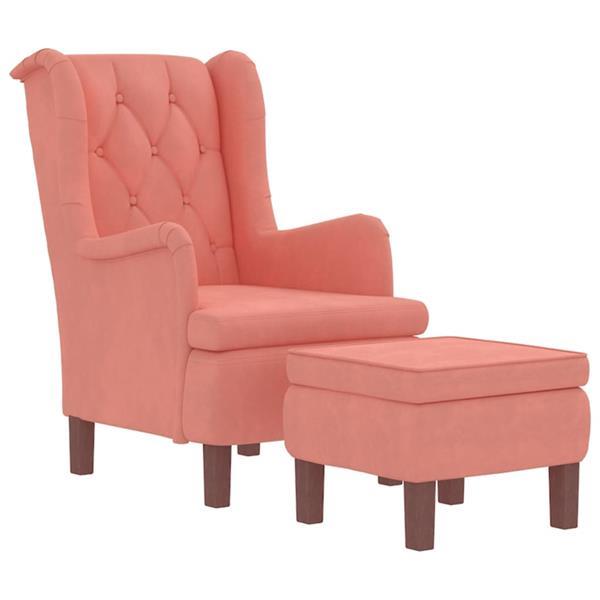 Grote foto vidaxl fauteuil met voetenbank fluweel roze huis en inrichting stoelen
