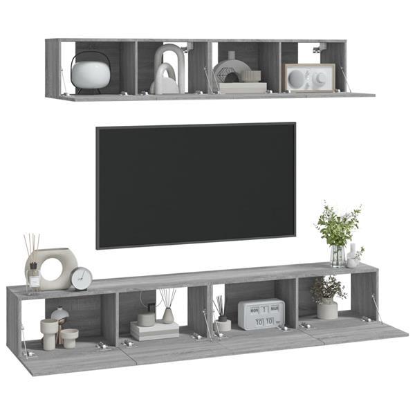 Grote foto vidaxl 4 delige tv meubelset bewerkt hout grijs sonoma eiken huis en inrichting overige