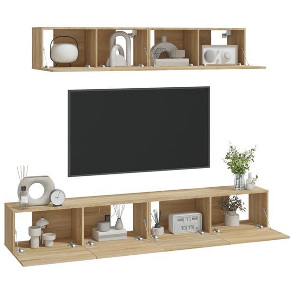 Grote foto vidaxl 4 delige tv meubelset bewerkt hout sonoma eikenkleuri huis en inrichting overige