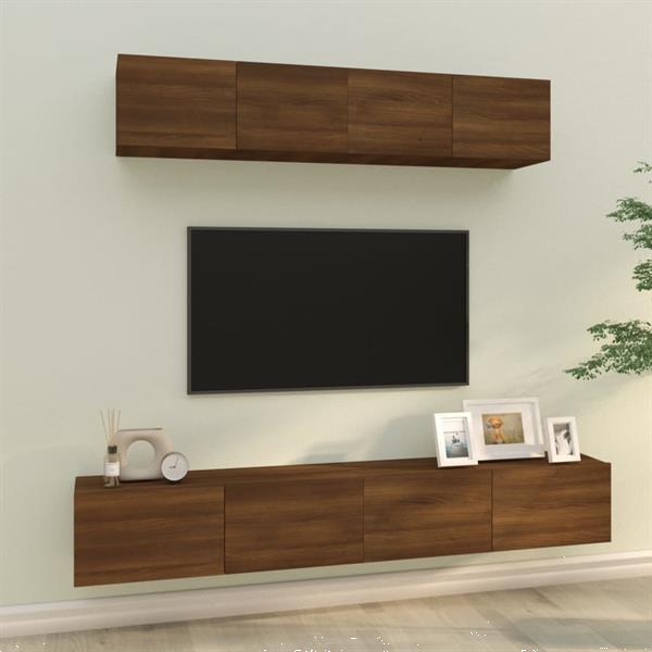 Grote foto vidaxl 4 delige tv meubelset bewerkt hout bruineikenkleurig huis en inrichting overige