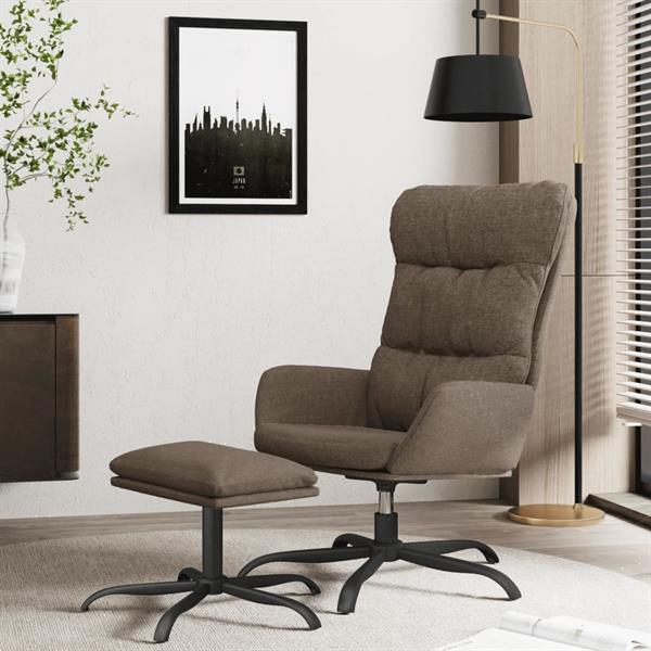 Grote foto vidaxl relaxstoel met voetenbank stof taupe huis en inrichting stoelen