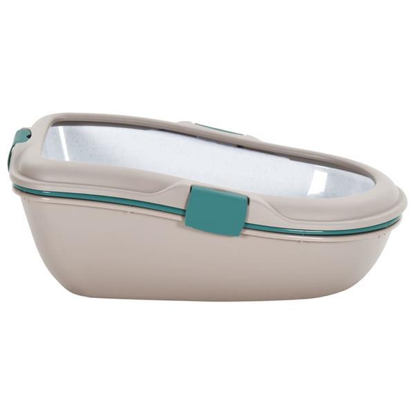Grote foto vidaxl kattenbak 69 5x47x26 cm polypropeen bruin en wit dieren en toebehoren katten accessoires