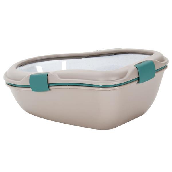 Grote foto vidaxl kattenbak 69 5x47x26 cm polypropeen bruin en wit dieren en toebehoren katten accessoires