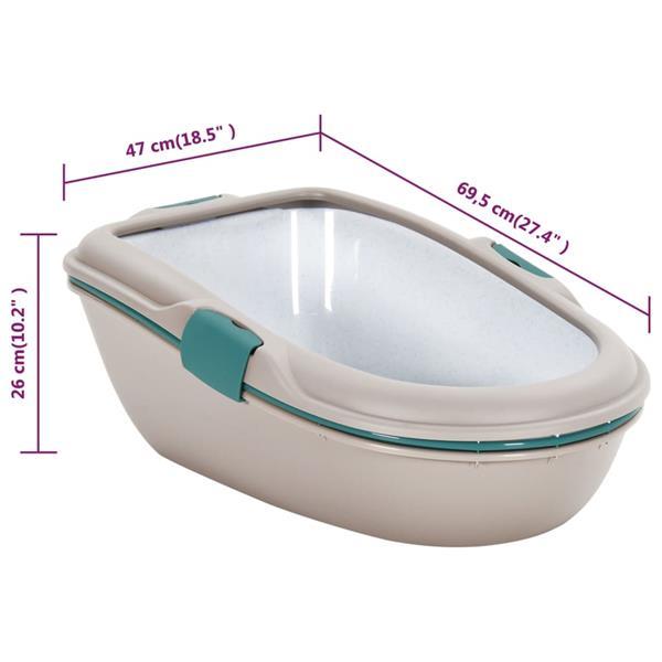 Grote foto vidaxl kattenbak 69 5x47x26 cm polypropeen bruin en wit dieren en toebehoren katten accessoires