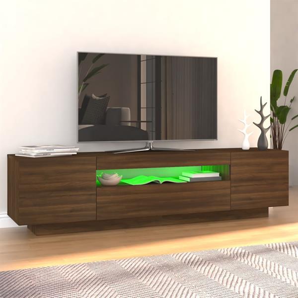 Grote foto vidaxl tv meubel met led verlichting 160x35x40 cm bruineiken huis en inrichting overige
