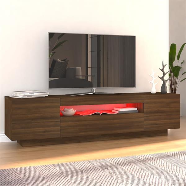 Grote foto vidaxl tv meubel met led verlichting 160x35x40 cm bruineiken huis en inrichting overige