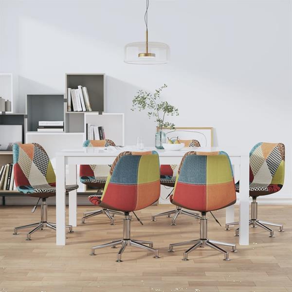 Grote foto vidaxl eetkamerstoelen draaibaar 6 st stof patchwork huis en inrichting stoelen